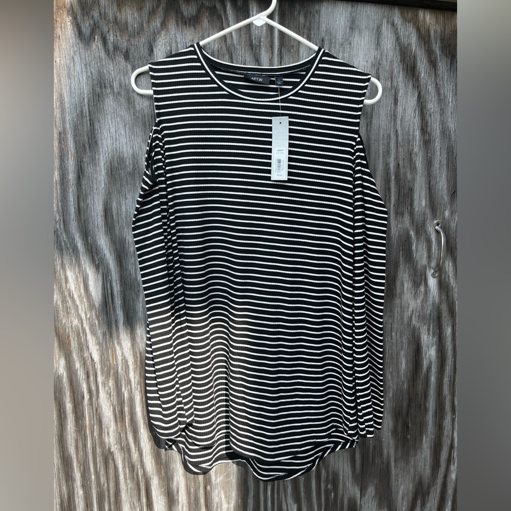 NWT Kohls apt 9 open shoulder striped large women blouse